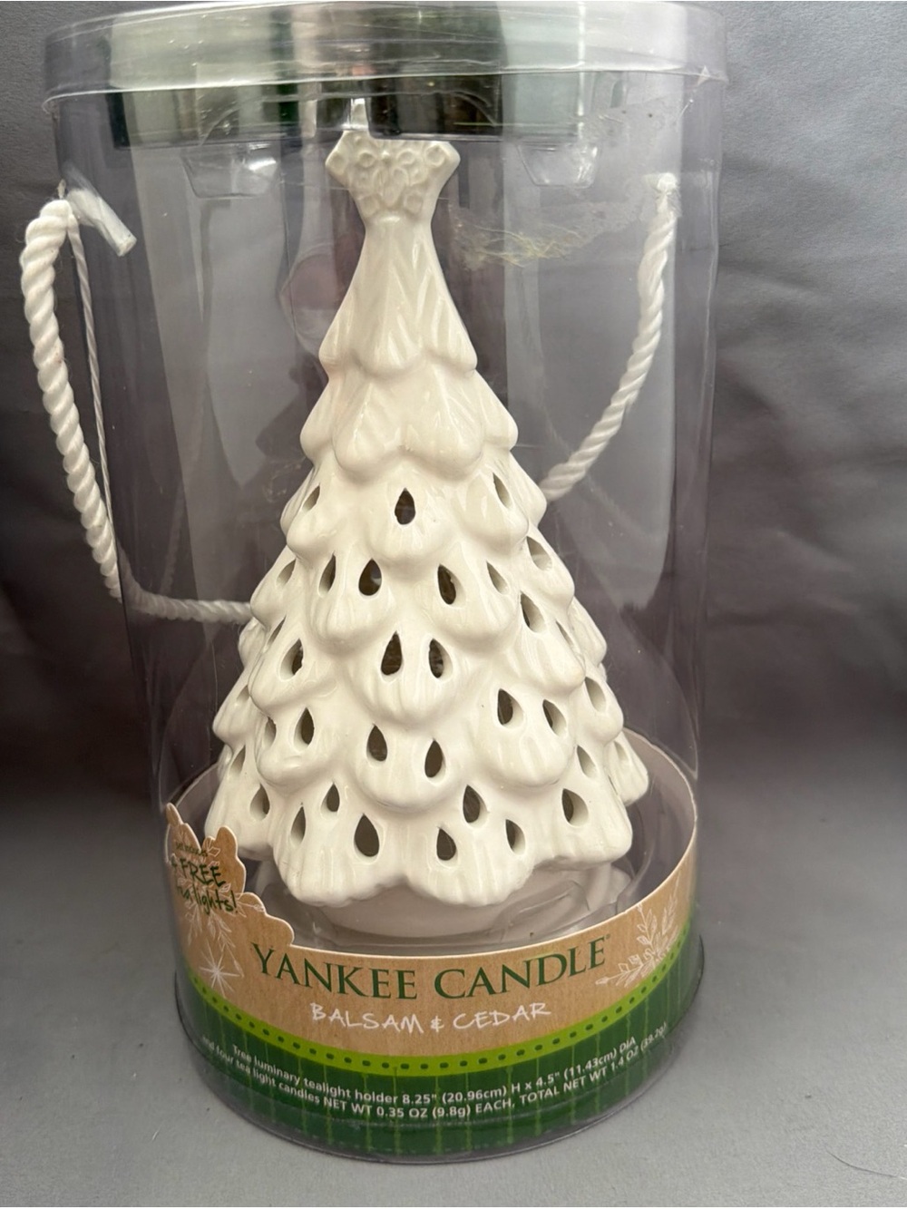 Yankee Candle "Christmas Tree Luminary" 8.5” Tea Light Holder White Ceramic New!
